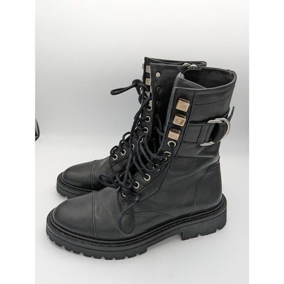 IRO Jaudie black leather combat boots size EU 38 - Picture 1 of 8
